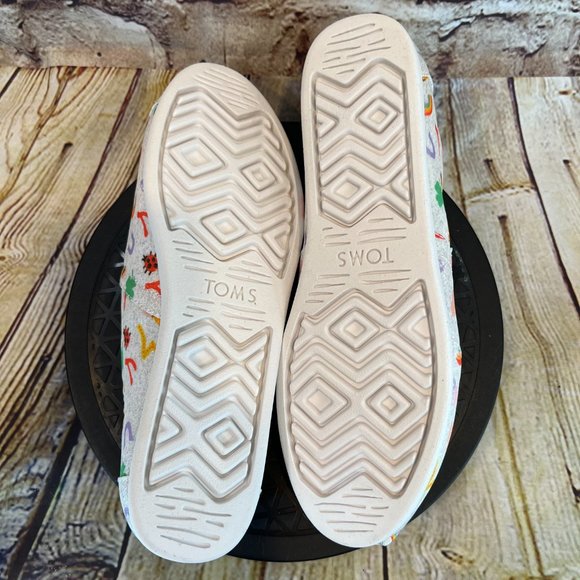 Toms Women's White Metallic Twill Lucky Days Print Rainbow Ladybug Luck Charms - Picture 6 of 8
